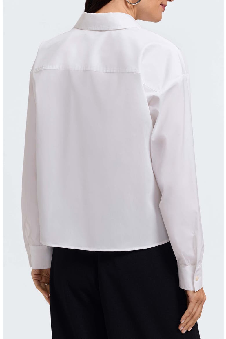 Marina Faux Pearl Embellished Button-Up Shirt, Alternate, color, WHITE