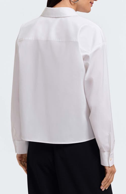 Foxcroft Marina Faux Pearl Embellished Button-up Shirt In White