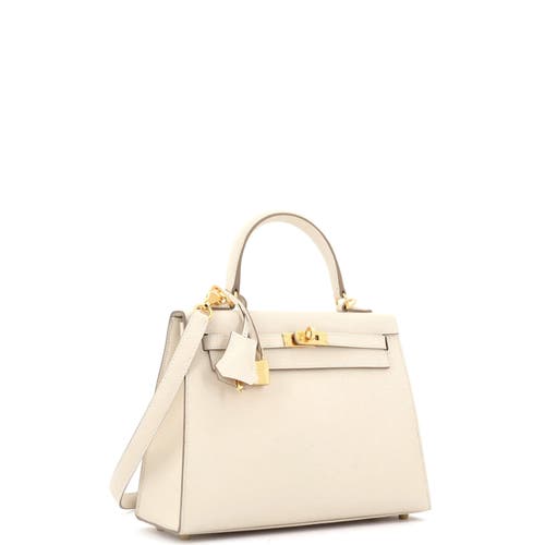 Pre-owned Hermes Hermes Kelly Handbag Light Epsom With Gold Hardware 25 In White