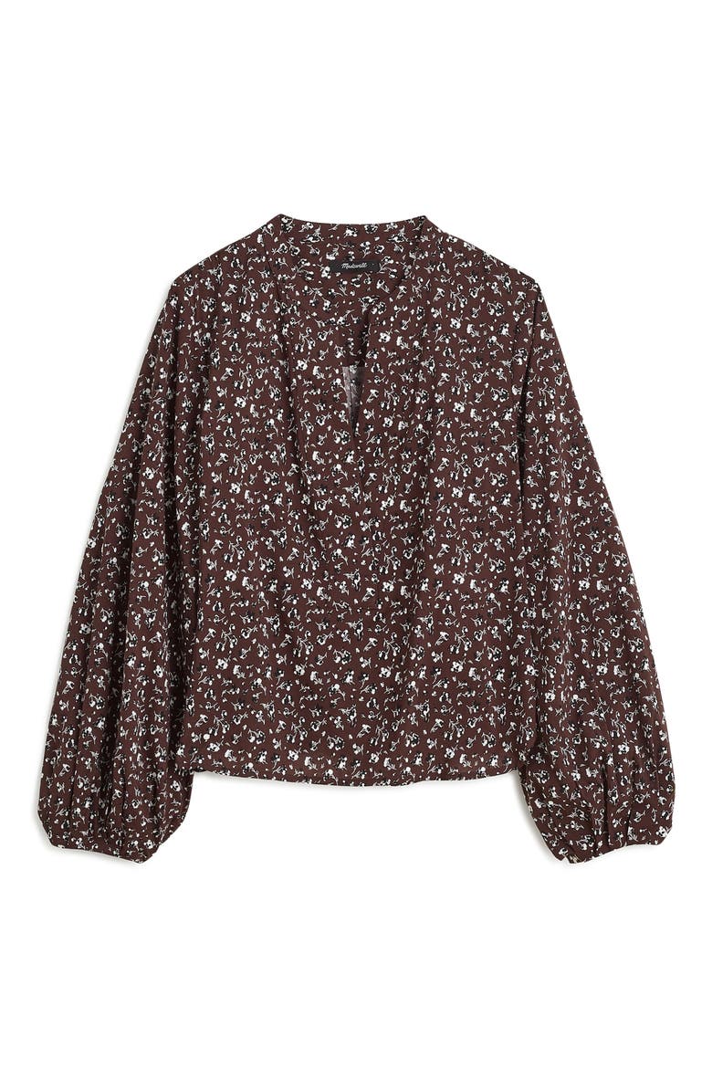 V-Neck Long Sleeve Cotton Blend Top, Alternate, color, DARK CAROB