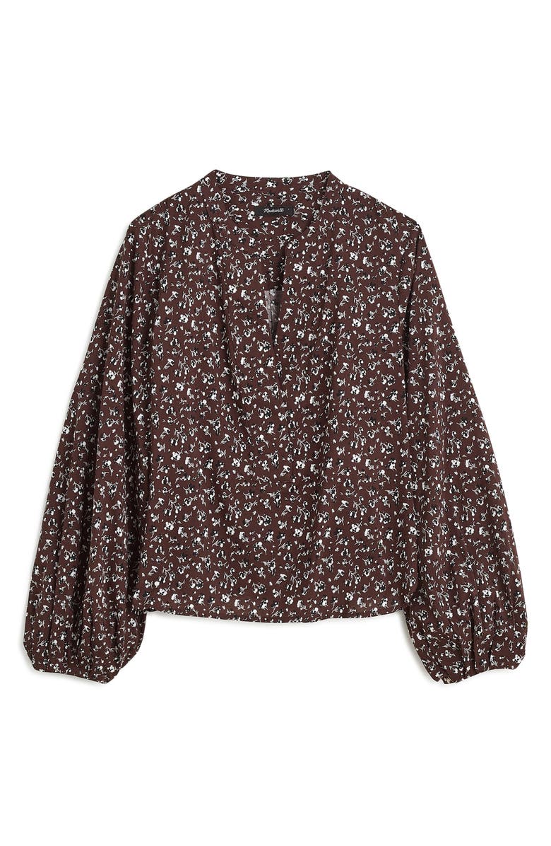 Madewell V-Neck Long Sleeve Cotton Blend Top, Alternate, color, Dark Carob