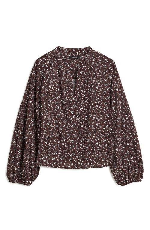 Madewell V-neck Long Sleeve Cotton Blend Top In Dark Carob