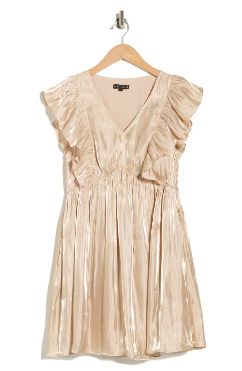 WISHLIST Ruffle Babydoll Minidress, Alternate, color, Champagne