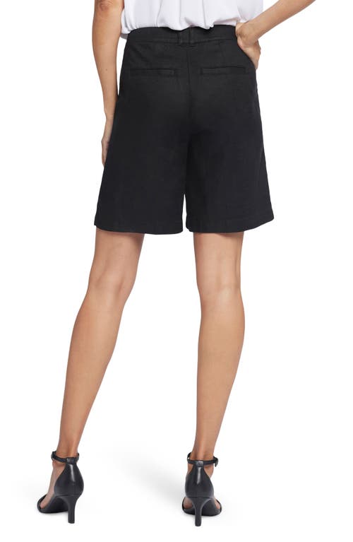 Nydj Relaxed Pleated Linen Blend Shorts In Black