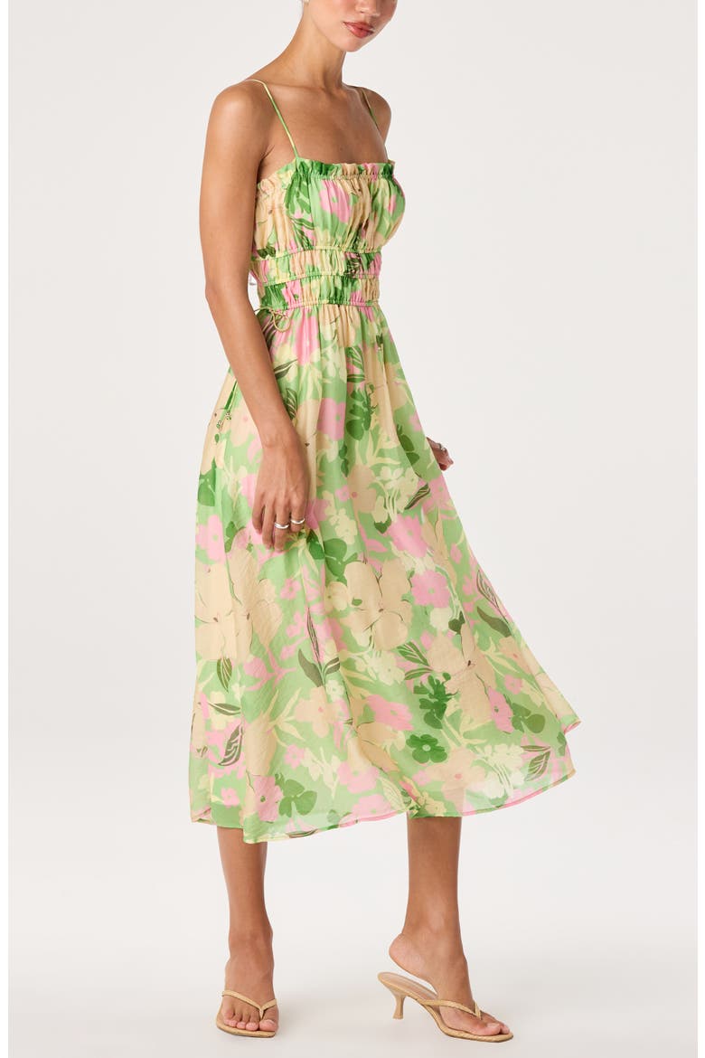Maren Floral Print A-Line Dress, Alternate, color, GREEN FLORAL