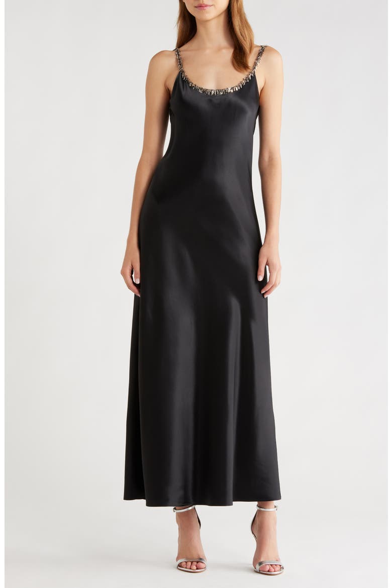 Alessia Satin Slipdress, Main, color, BLACK