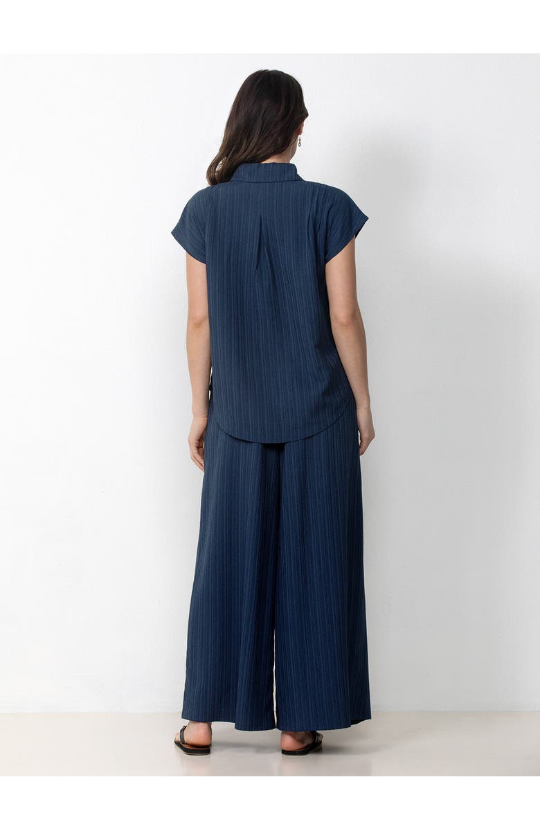 Single Stitch Button Front Shirt with Palazzo Pants Set, Alternate, color, Black