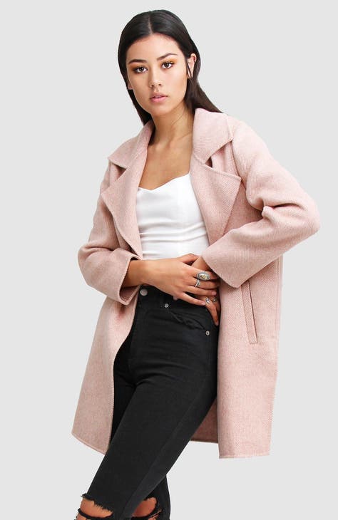 Oversized Women Brown, Light Pink, Neutral Wool top Coat Jacket