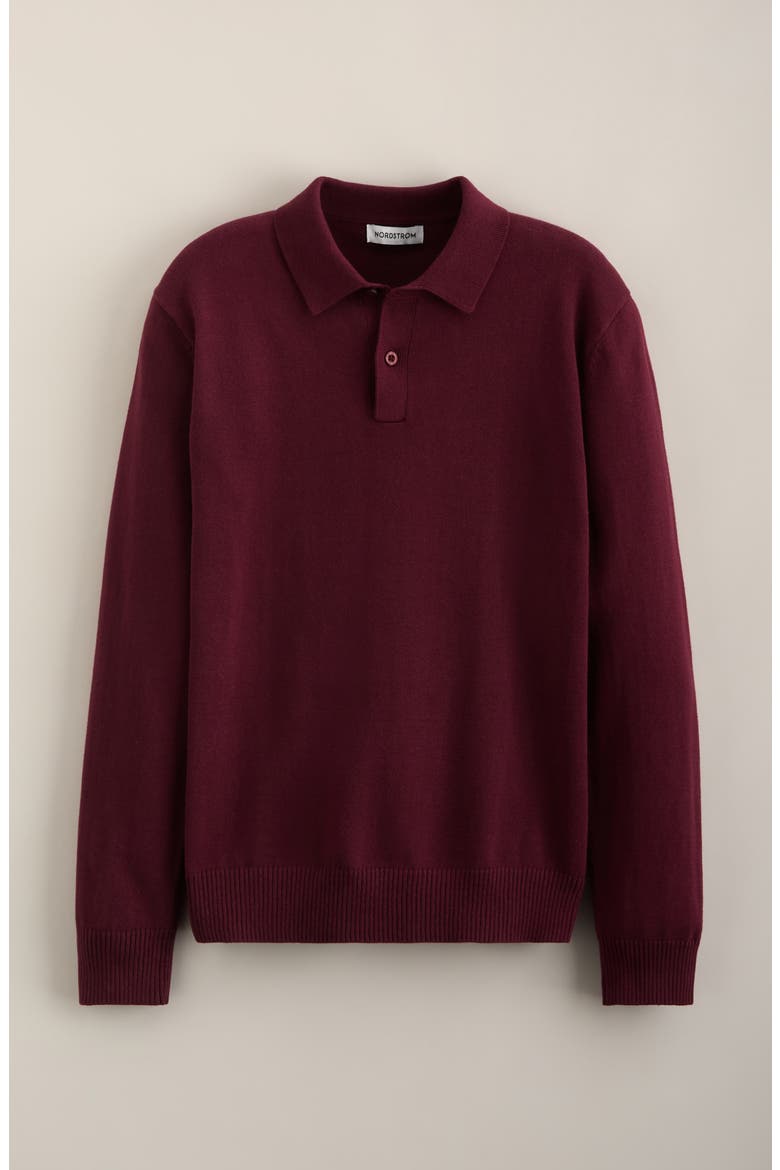 Kids' Cotton Polo Sweater, Main, color, BURGUNDY FIG