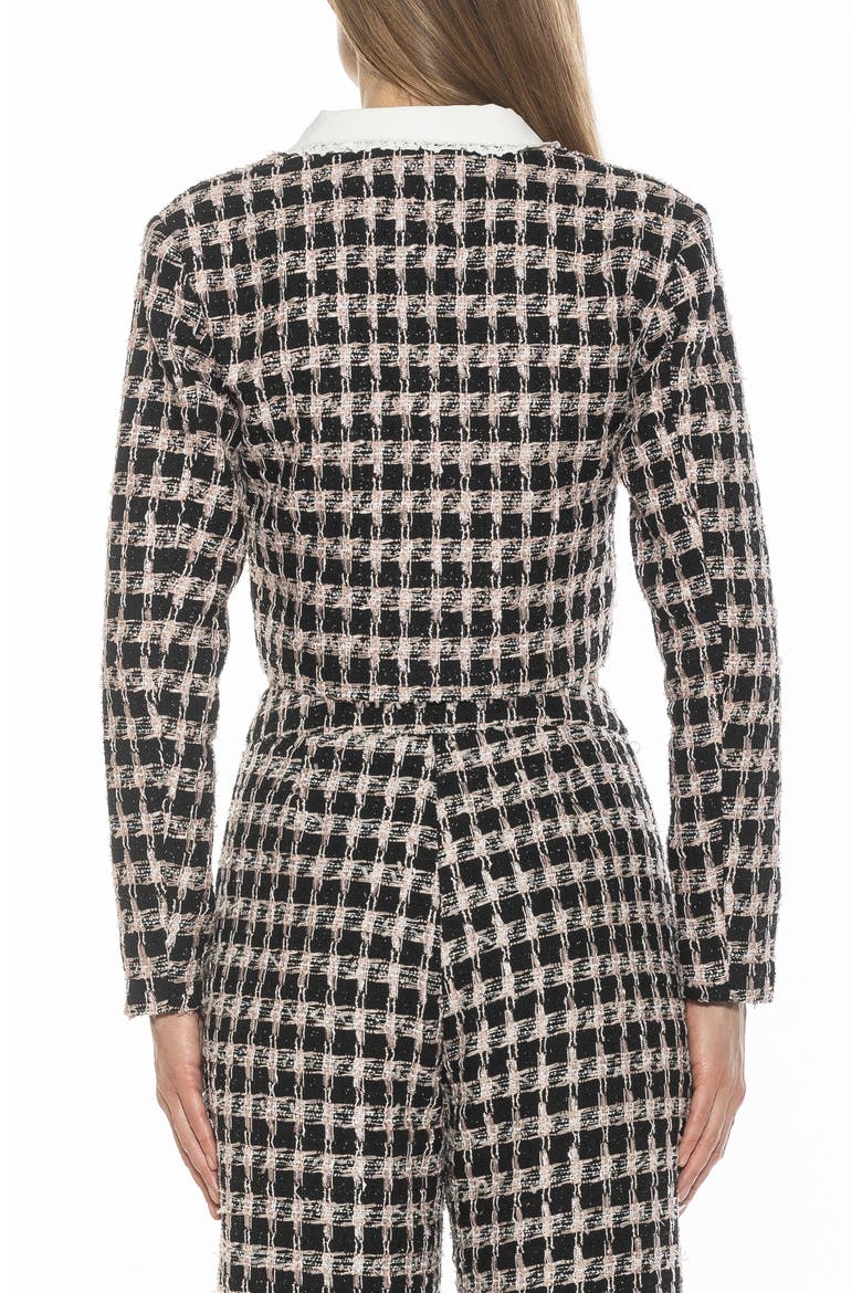 Aurelia Cropped Tweed Jacket, Alternate, color, BLACK/ PINK