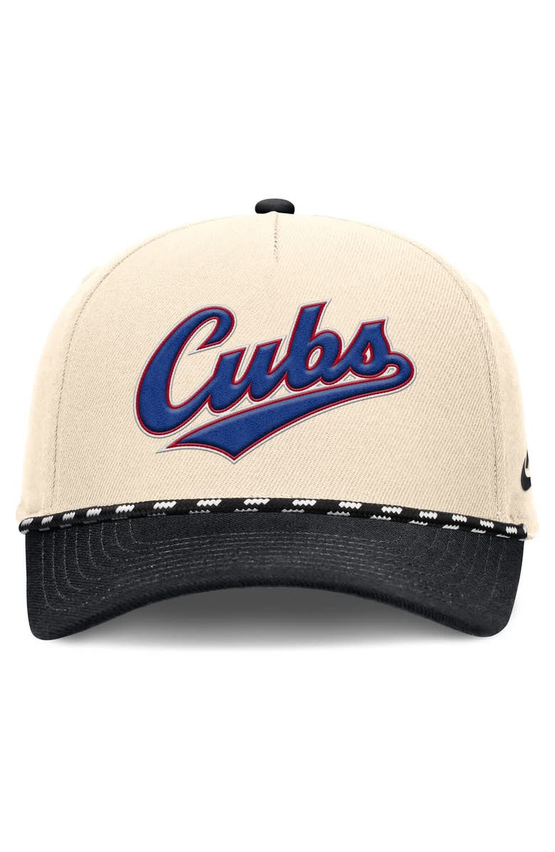 Nike Men's Nike Natural/Black Chicago Cubs Cooperstown Collection Rise Adjustable Hat, Alternate, color, Natural