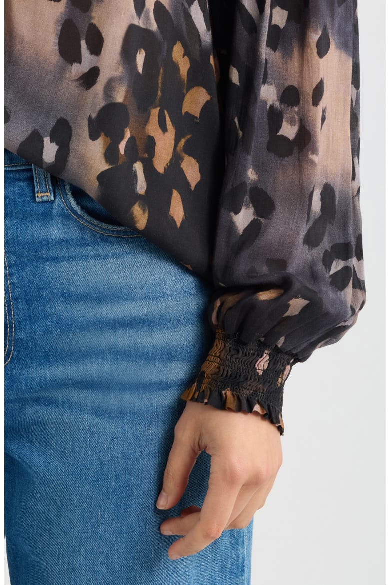 Ruffle Front Button Top, Alternate, color, NOCTURNE LEOPARD