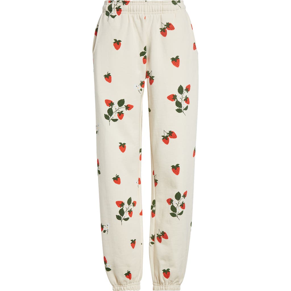 Melody Ehsani Strawberry Print Cotton Sweatpants In Buttercream