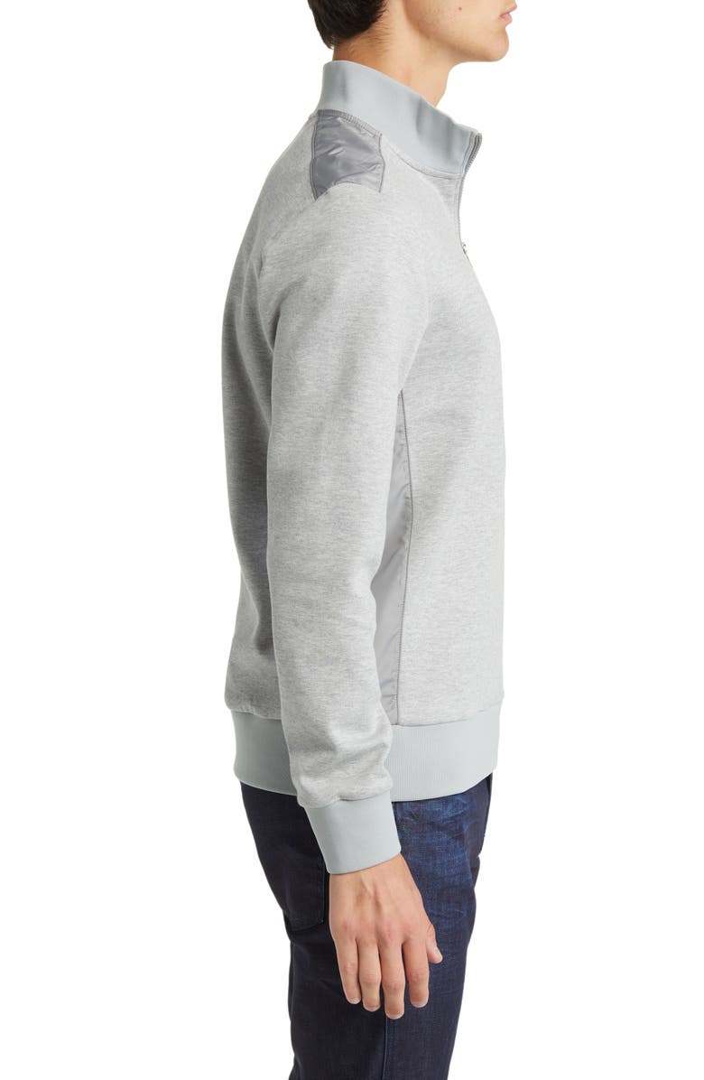 BOSS Sidney Half Zip Cotton Blend Pullover, Alternate, color, Silver
