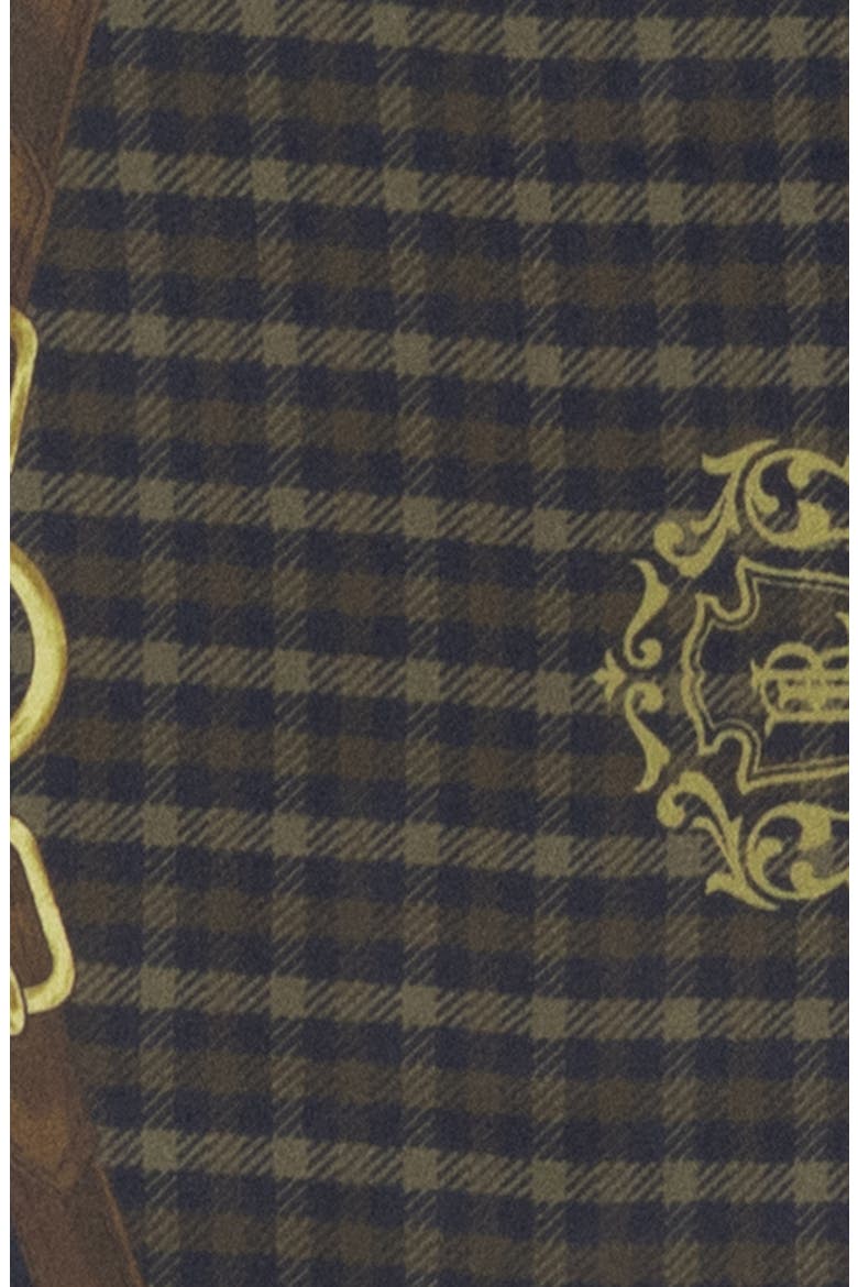 Plaid with Belting Border Silk Scarf, Alternate, color, NAVY