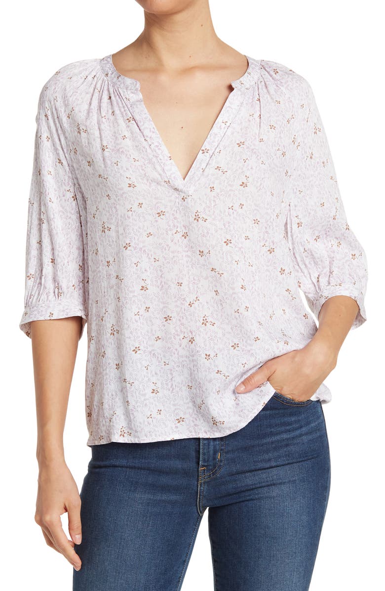 Melrose and Market Short Sleeve Popover Top, Main, color, 