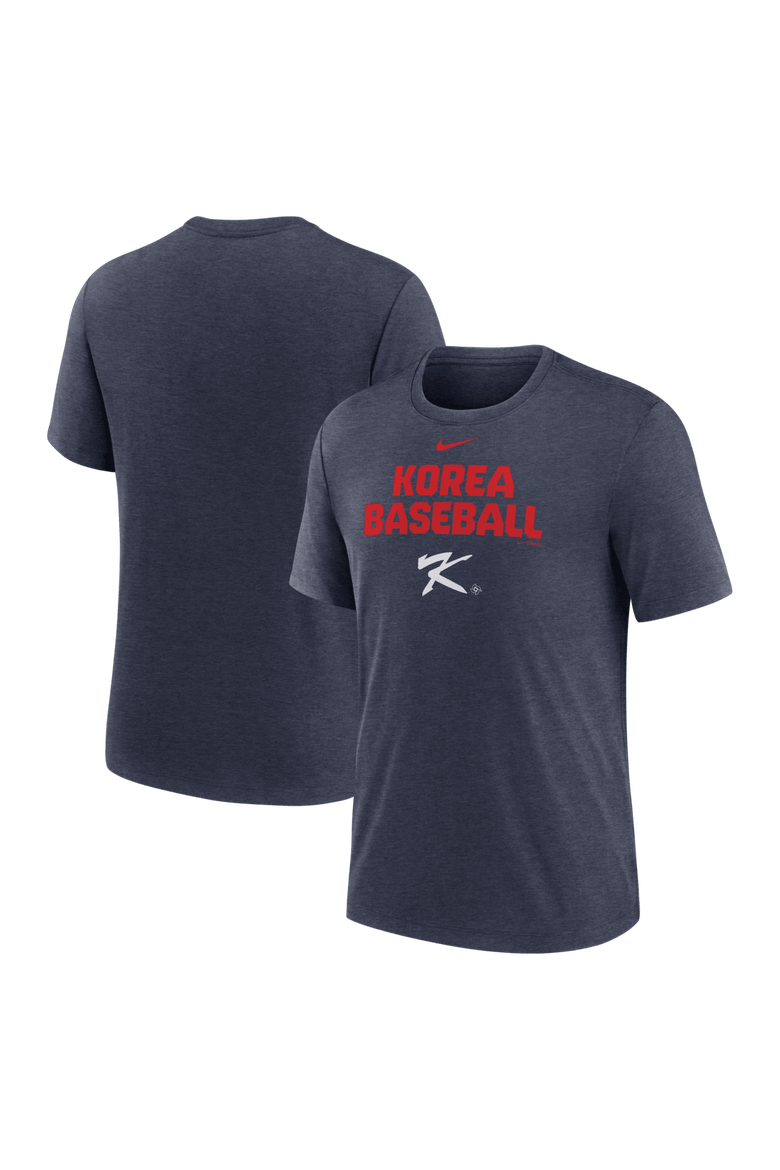 Men's Nike Heather Navy Korea Baseball 2026 World Baseball Classic Stacked Tri-Blend T-Shirt, Main, color, Heather Navy