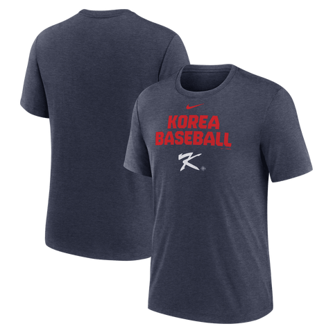 Men's Nike Heather Navy Korea Baseball 2026 World Baseball Classic Stacked Tri-Blend T-Shirt