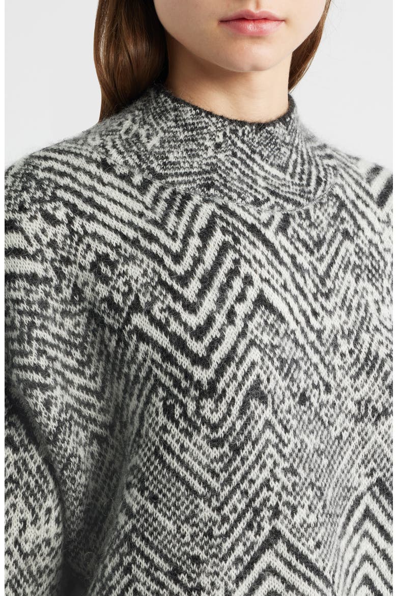 Faclina Mock Neck Sweater, Alternate, color, MONOCHROME HERRINGBONE
