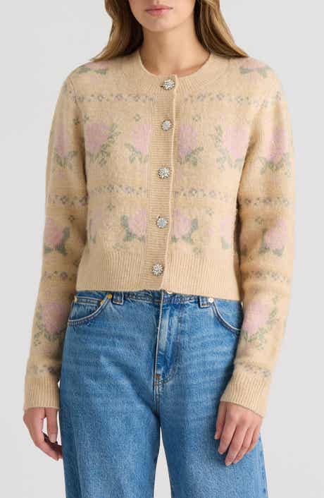 Jacquard Rose Cardigan