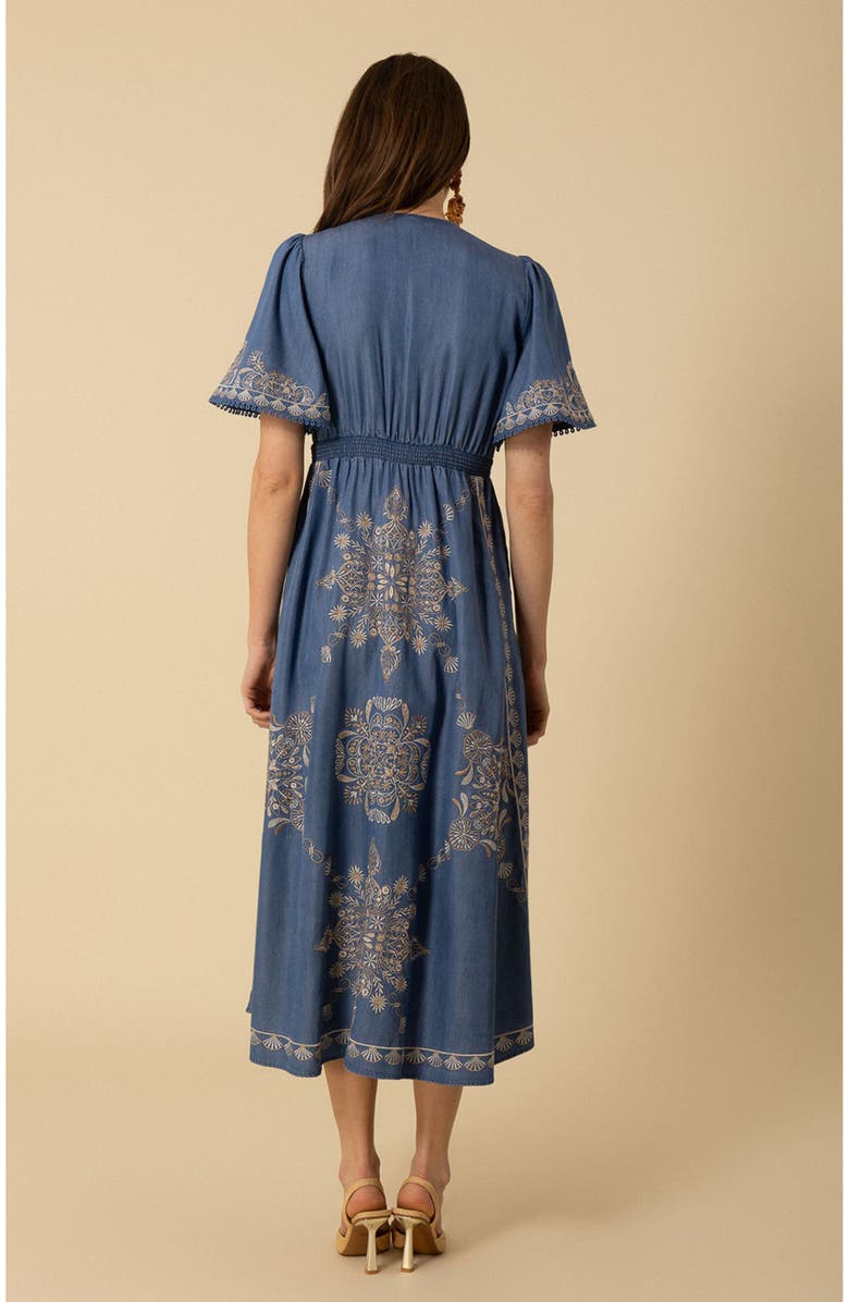 Hale Bob Katalina Embroidered Chambray Dress, Alternate, color,