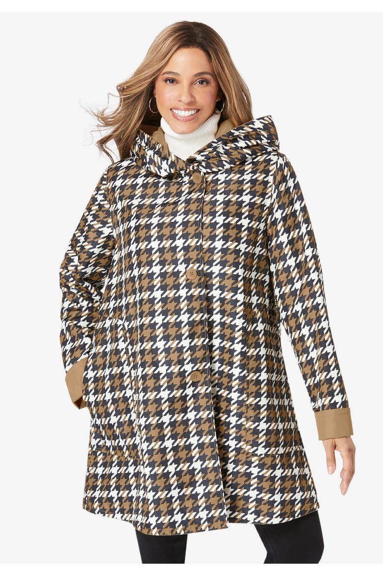 Reversible A-Line Raincoat, Alternate, color, DARK CHARCOAL DOT
