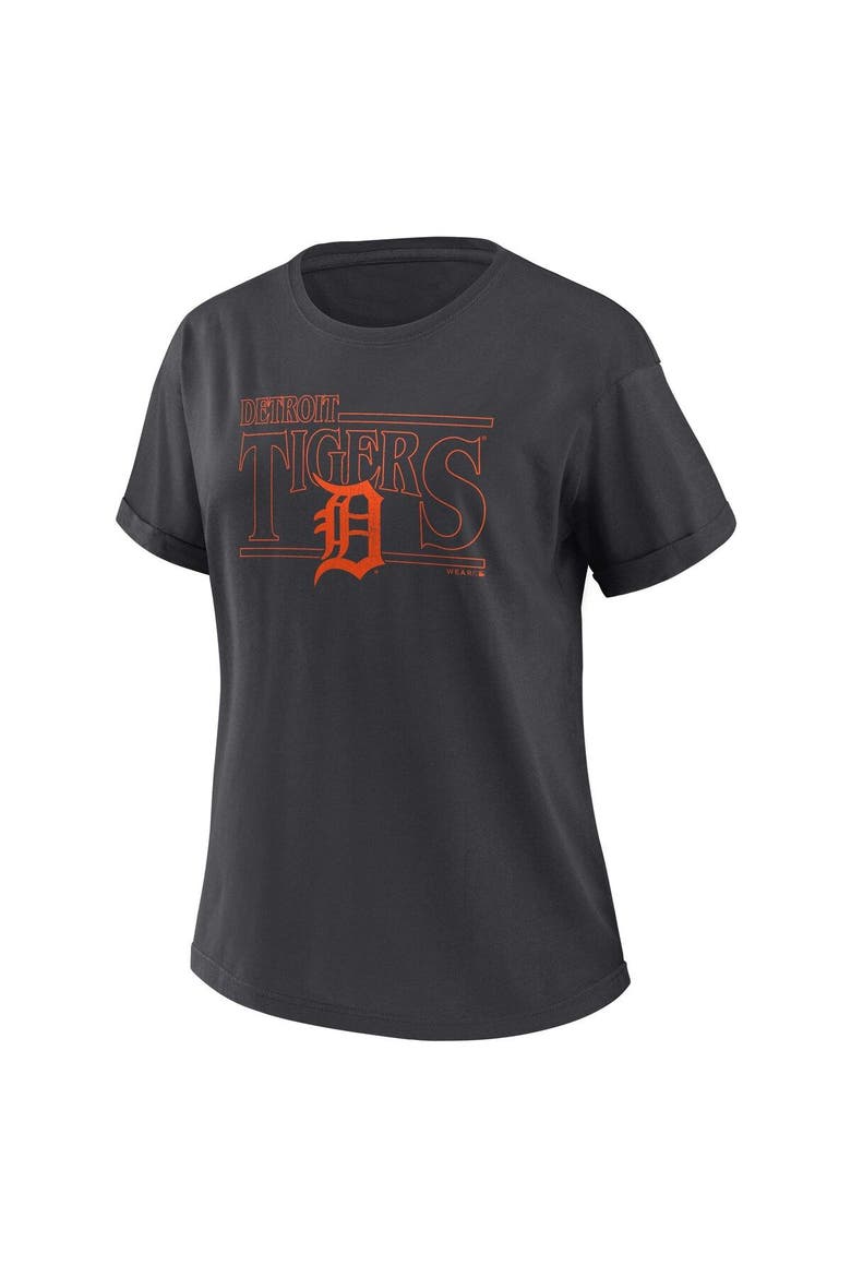 Women's WEAR by Erin Andrews  Charcoal Detroit Tigers Oversized Boyfriend T-Shirt, Alternate, color, Charcoal