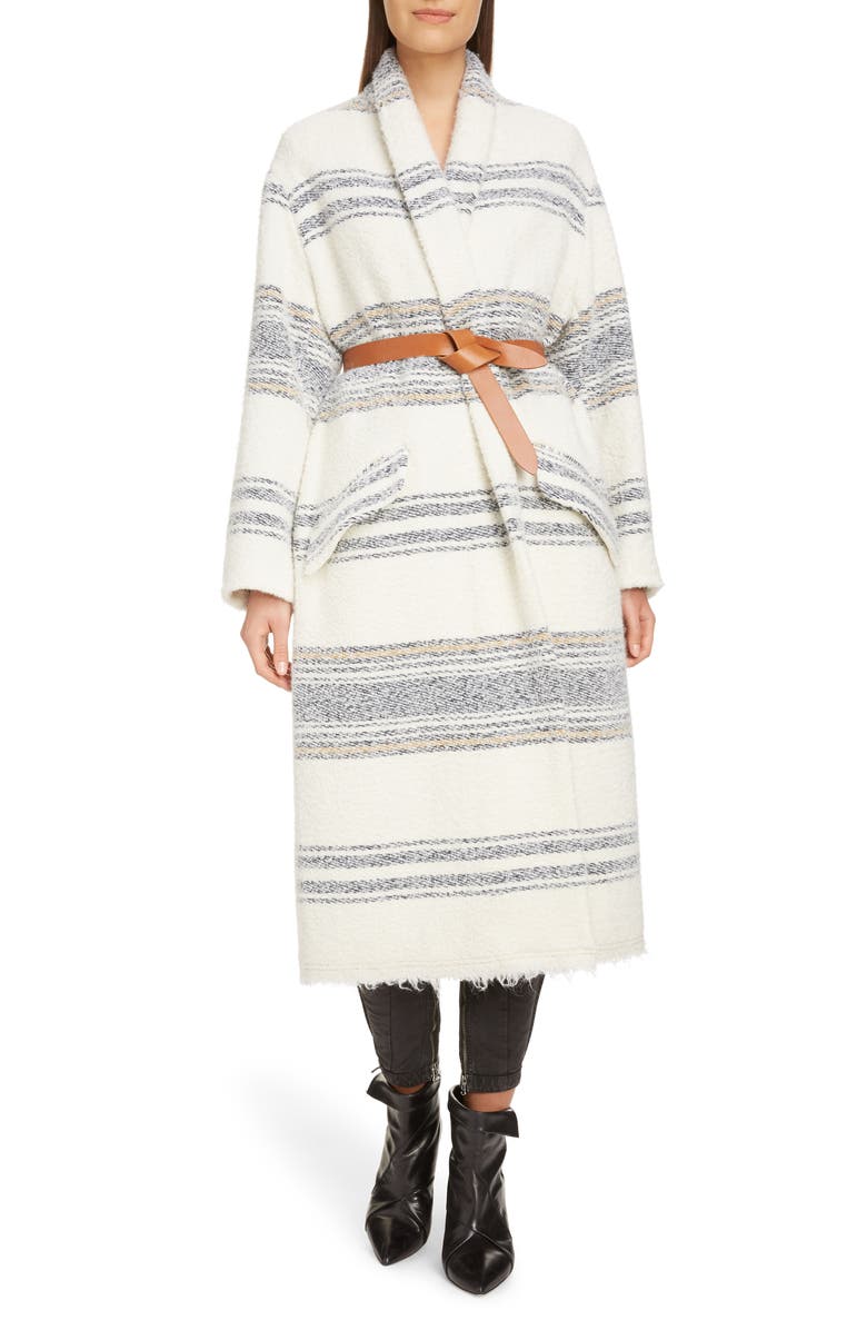 Isabel Marant Étoile Faby Stripe Wool Blend Coat, Main, color,