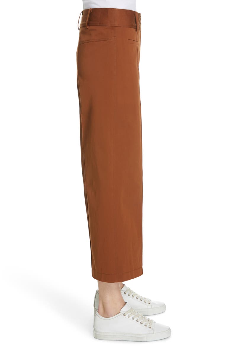 Pop Wide Leg Crop Stretch Cotton Pants, Alternate, color, RUST