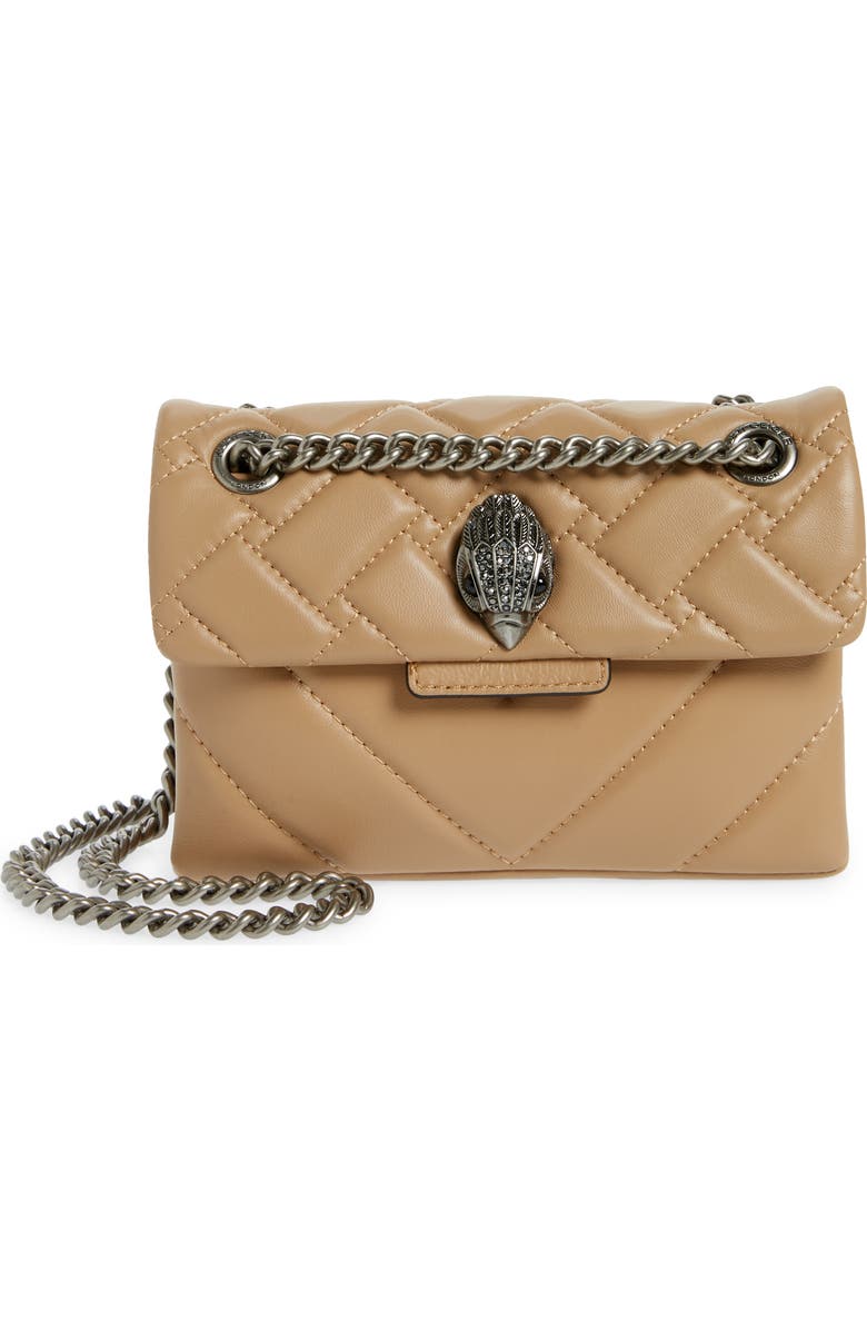 Kurt Geiger London Mini Kensington Quilted Leather Crossbody Bag, Main, color, Camel