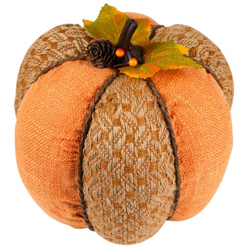 Northlight Woven Jute And Burlap Fall Harvest Pumpkin Decoration In Multi