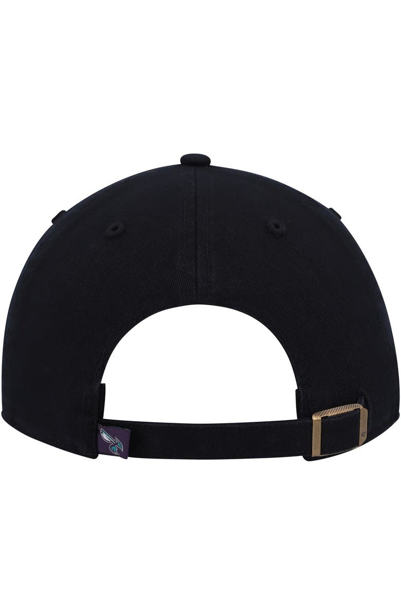 '47 Men's '47 Black Charlotte Hornets Team Logo Clean Up Adjustable Hat, Alternate, color, Black