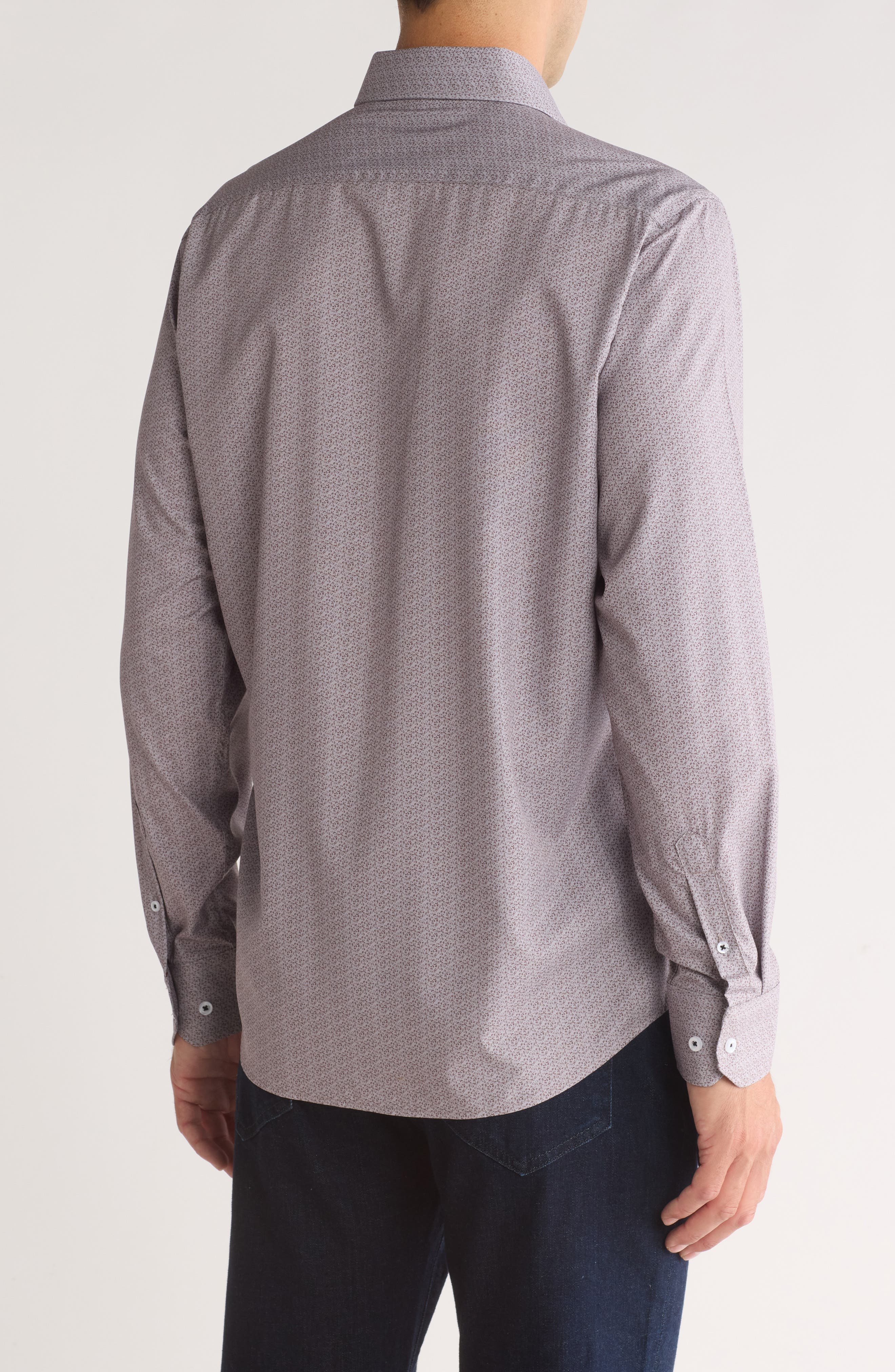 T.R. PREMIUM Ditsy Print Stretch Button-Up Shirt (Men) | Nordstromrack