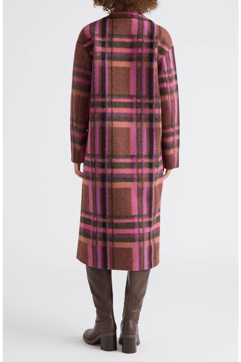 Linde Longline Plaid Coat, Alternate, color, RUST PLAID