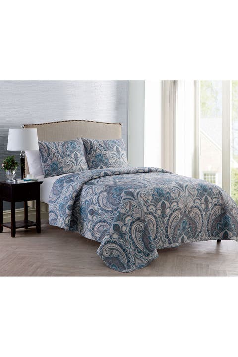 Lawrence Damask Quilt Set - Full/Queen