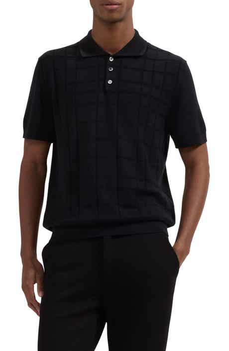 Textured Grid Polo Sweater