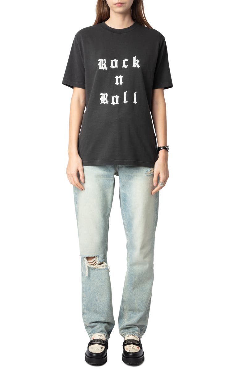 Zadig & Voltaire Edwin Rock 'N' Roll Embellished Graphic T-Shirt, Alternate, color, 