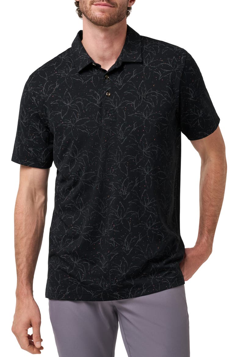 Laguna Floral Performance Polo, Main, color, BLACK