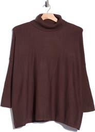 Joseph A Easy Solid Turtleneck Poncho Sweater