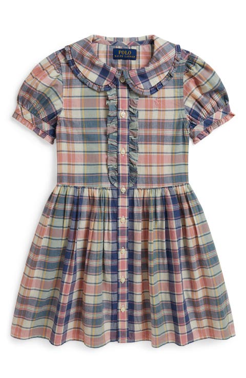 Plaid Button-Up Cotton Shirtdress