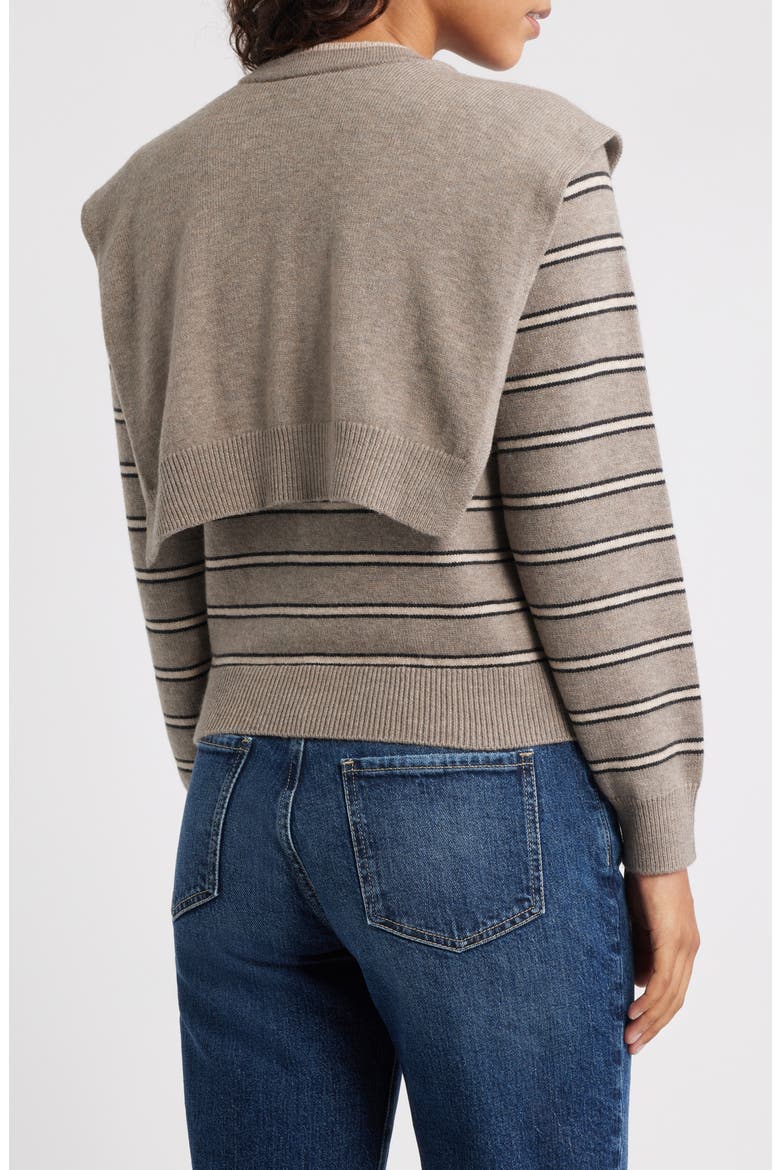 Twofer Tie Sleeve Sweater, Alternate, color, HEATHER BROWN/ ROSE SMOKE