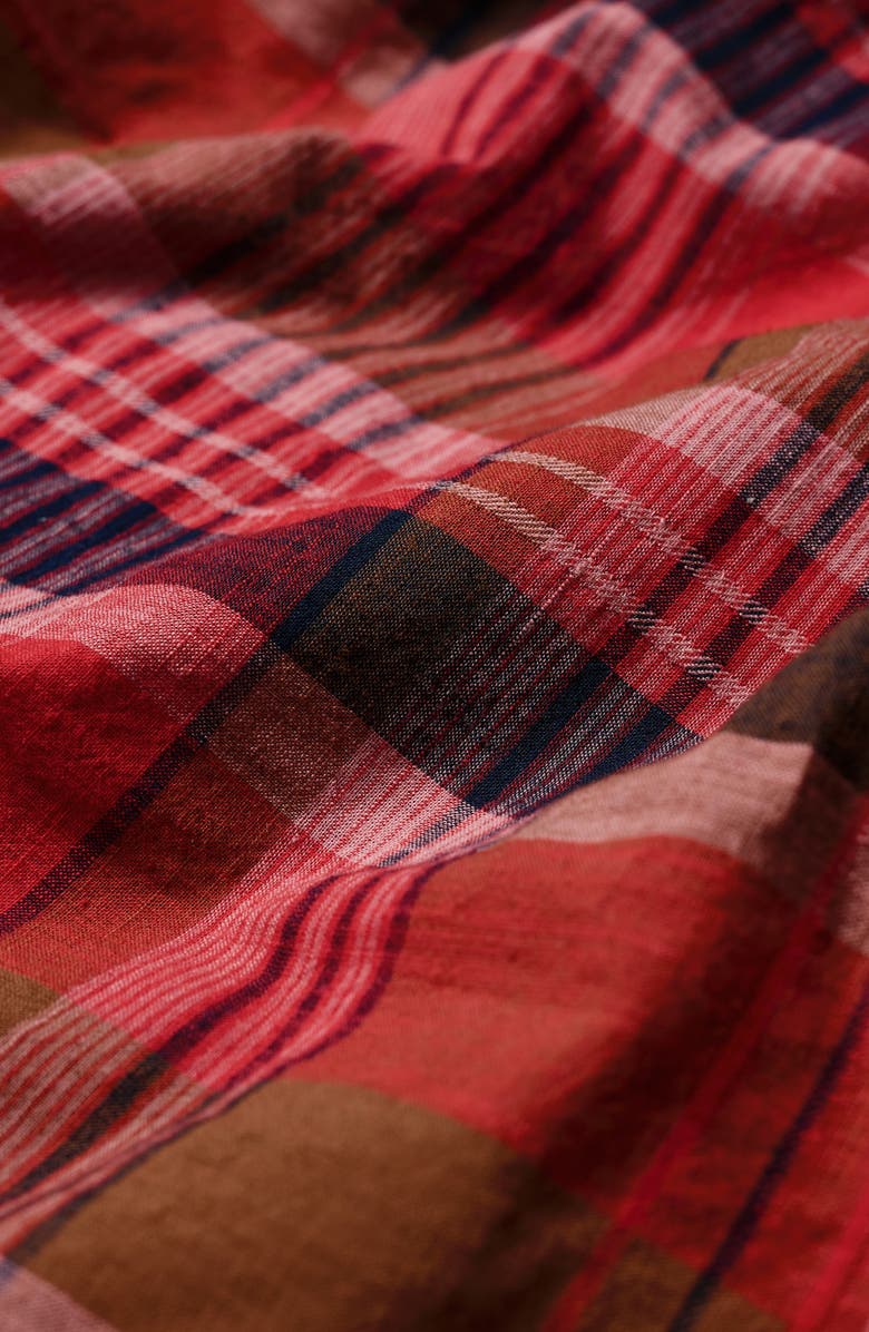 Seasalt Cornwall Trenkan Plaid Long Sleeve Organic Cotton Midi Dress, Alternate, color, Spring Squall Squash