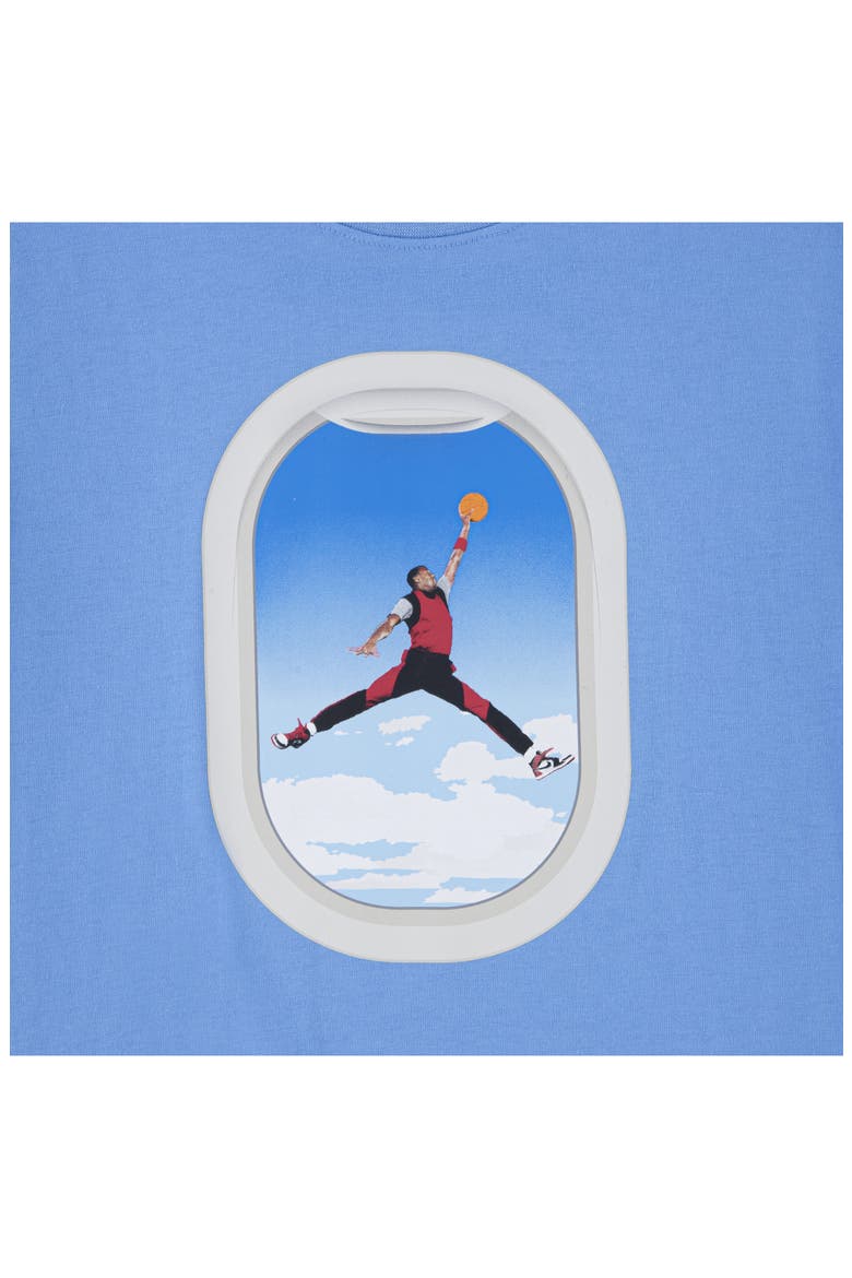 Kids' Air Jordan Plane Window Graphic Cotton Blend T-Shirt, Alternate, color, UNIVERSITY BLUE