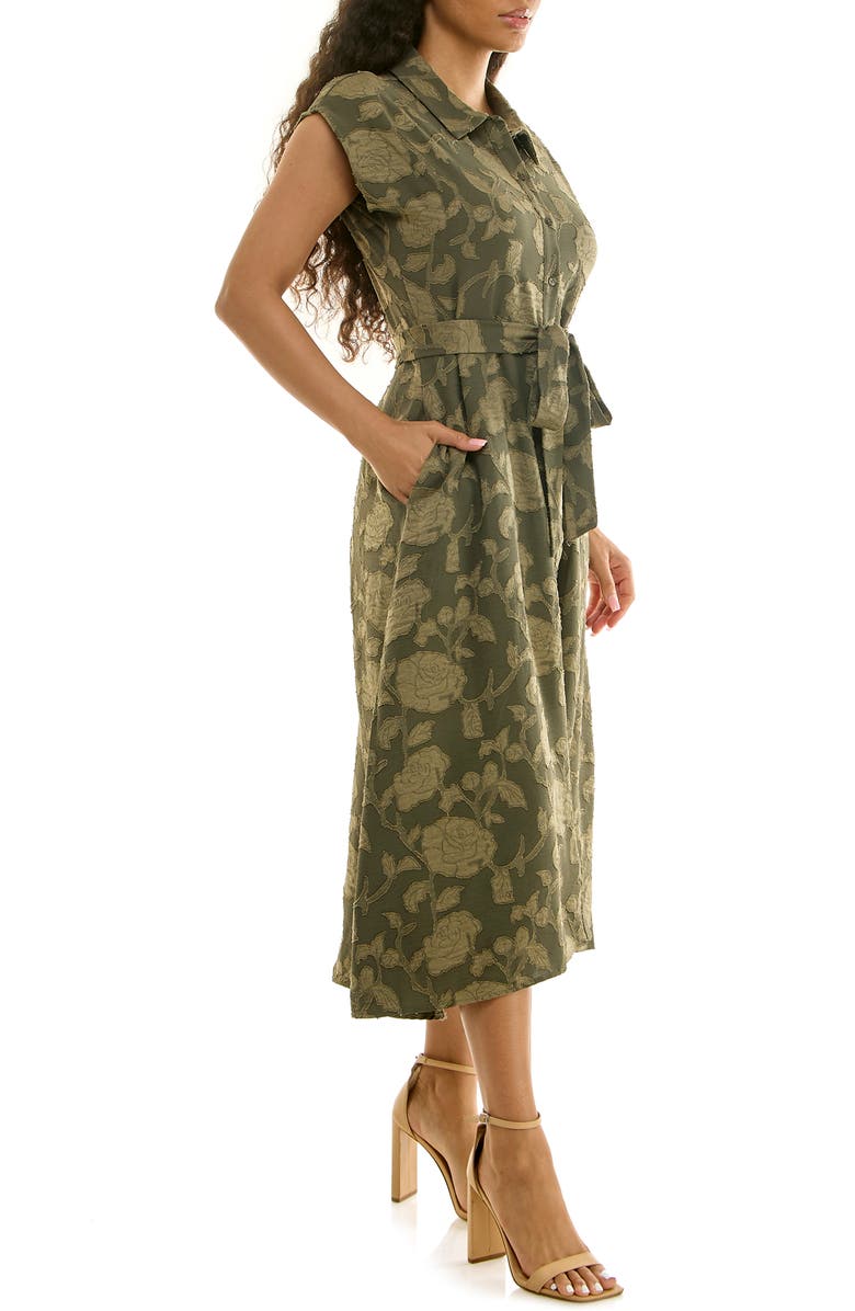 Nina Leonard Floral Cap Sleeve Shirtdress, Alternate, color, Dusty Sage