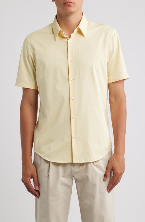 Irving Structure Knit Short Sleeve Button-Up Shirt