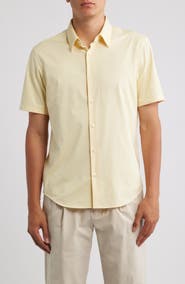 Theory Irving Structure Knit Short Sleeve Button-Up Shirt
