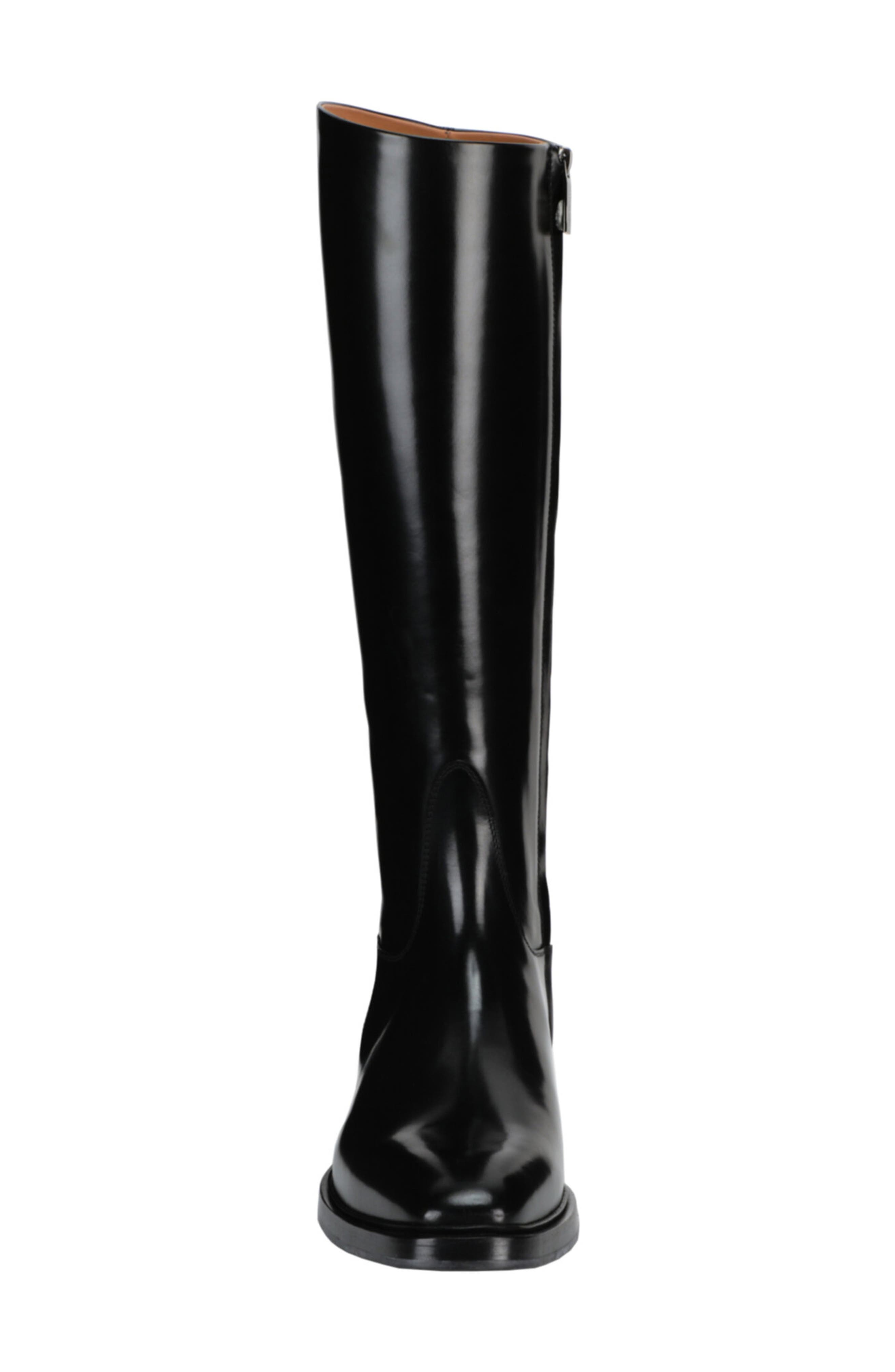 FERRAGAMO Fluid Leather Riding Boot, Alternate, color, Black