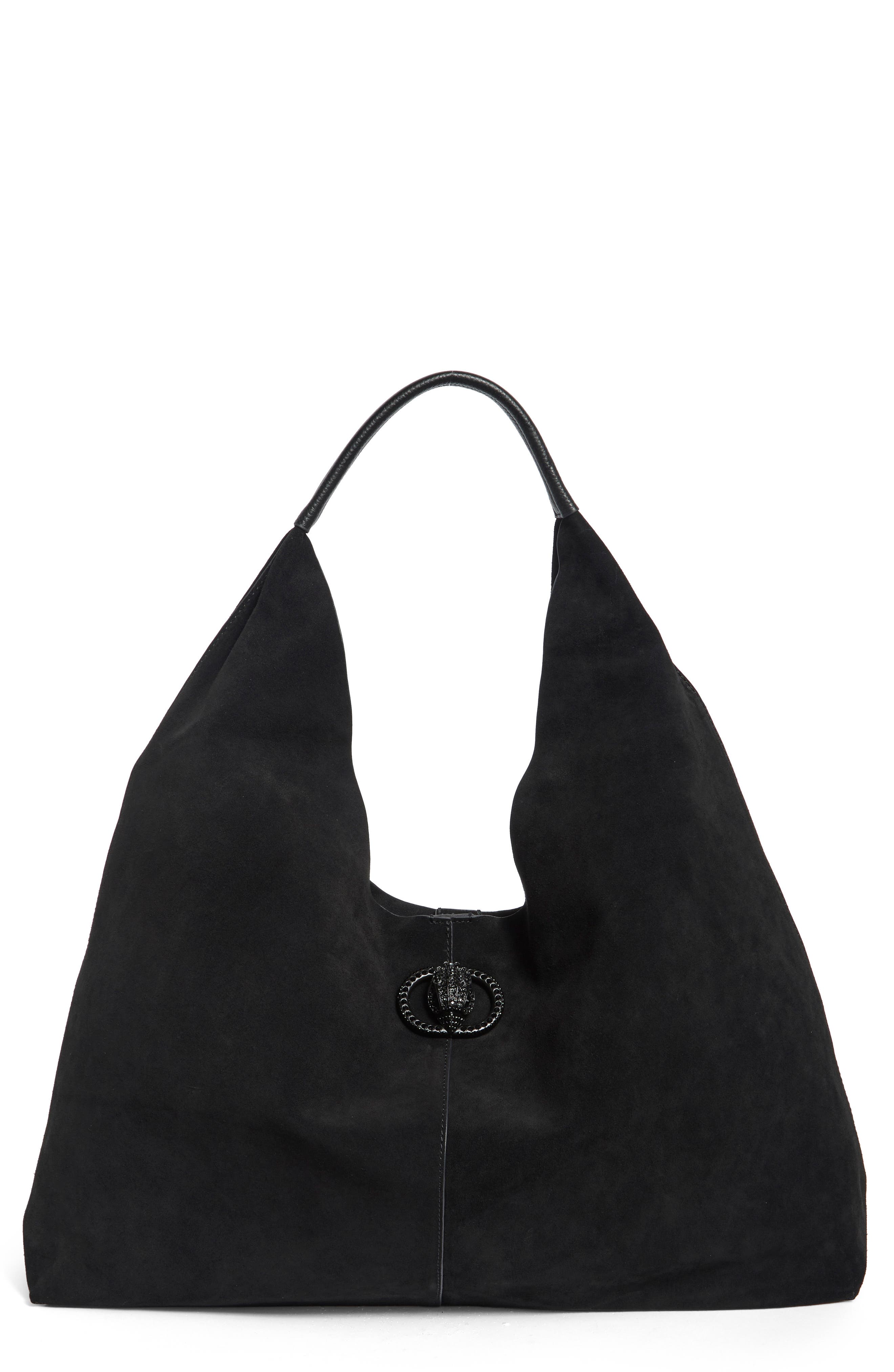 Chelsea Large Slouch Leather Hobo Bag, Main, color, BLACK