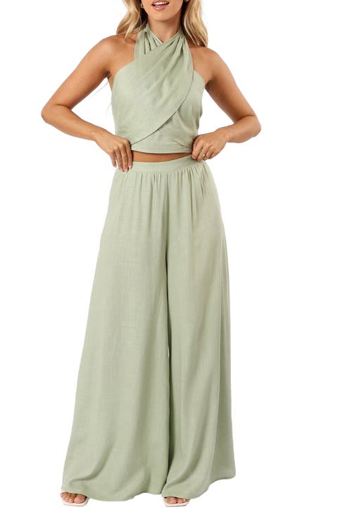 Mary Halter Crop Top & Wide Leg Pants