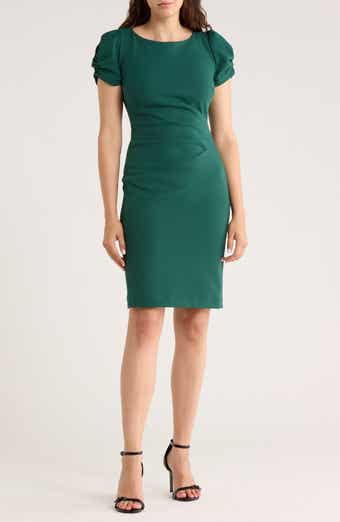 KARL LAGERFELD PARIS Short Sleeve Crepe Sheath Dress